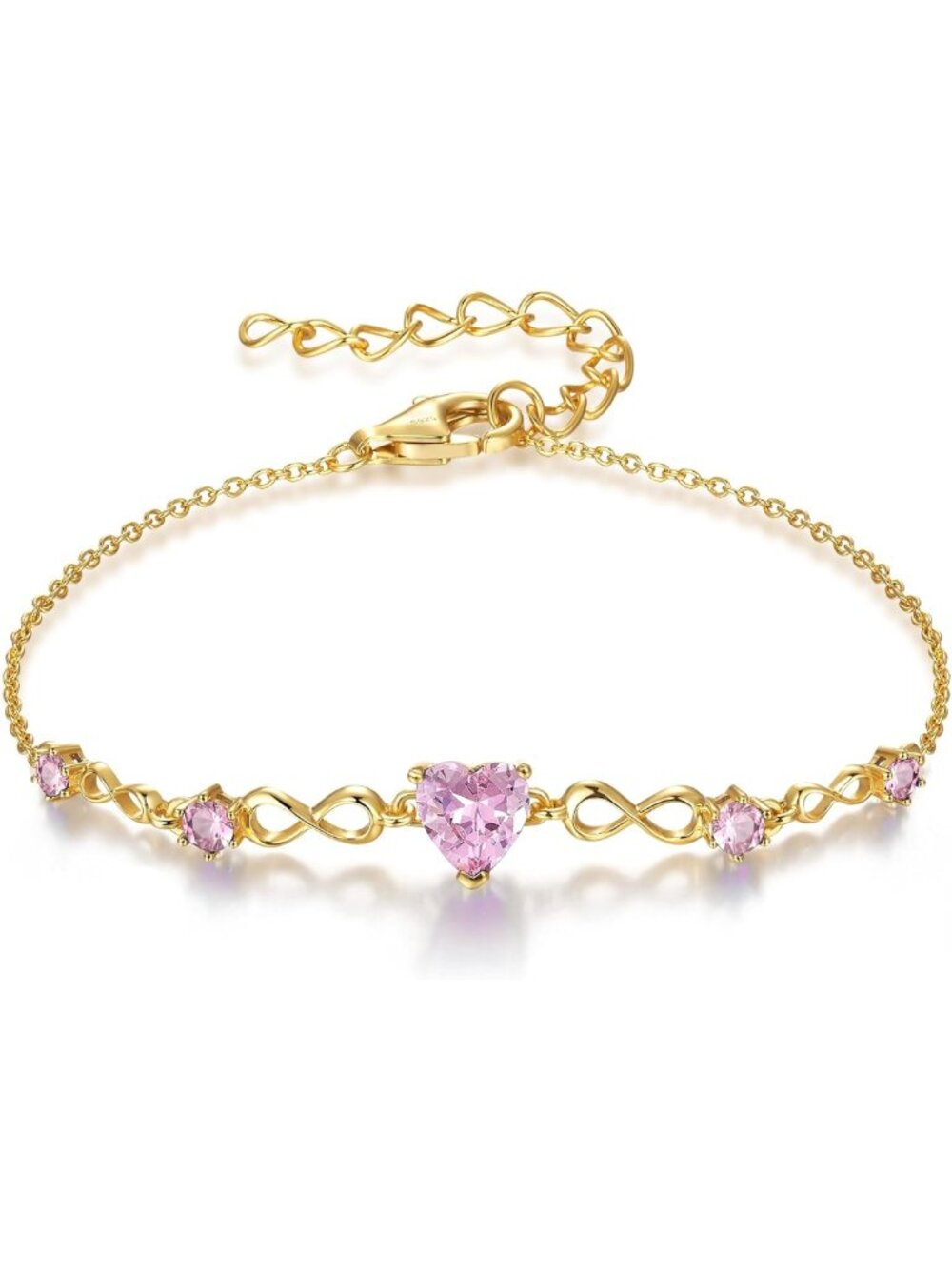 925 Sterling Silver Infinity Heart Birthstone Bracelet for Women - Elegant Gift